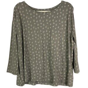 Garnet Hill Gray Cotton 3/4 Sleeve Top, Medium, 100% Organic Cotton